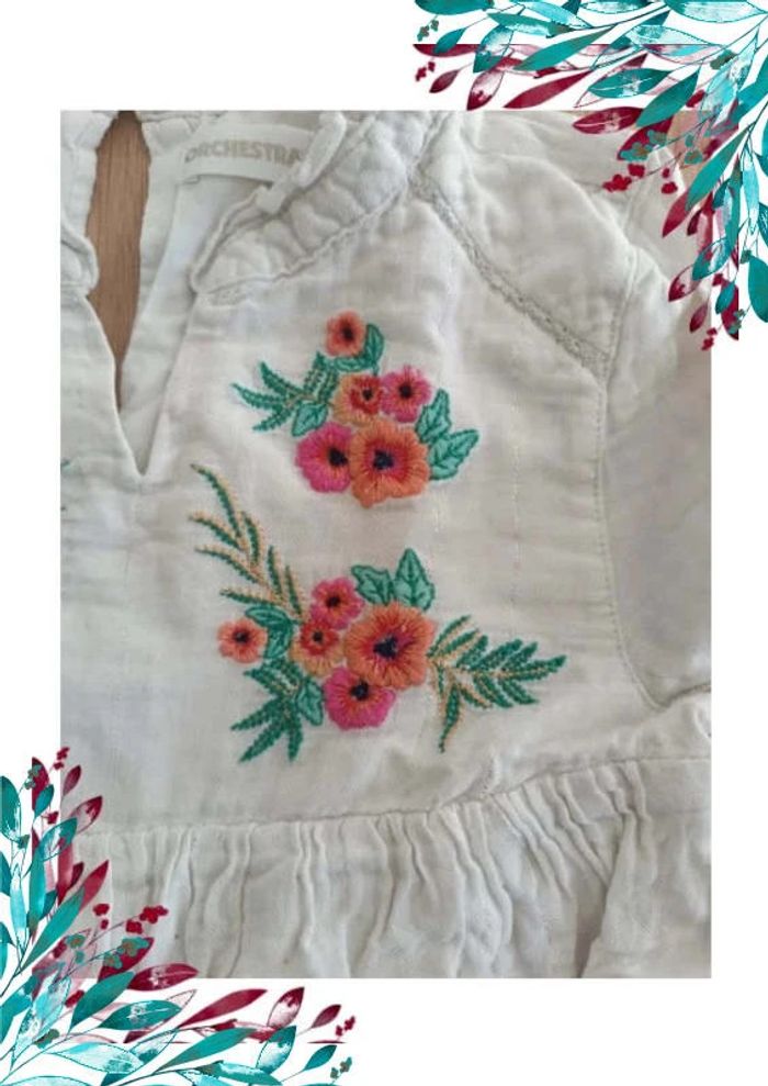 Tunique blouse fille à broderies 4 ans - photo numéro 2