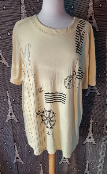 T-shirt jaune imprimé thème marin taille 54