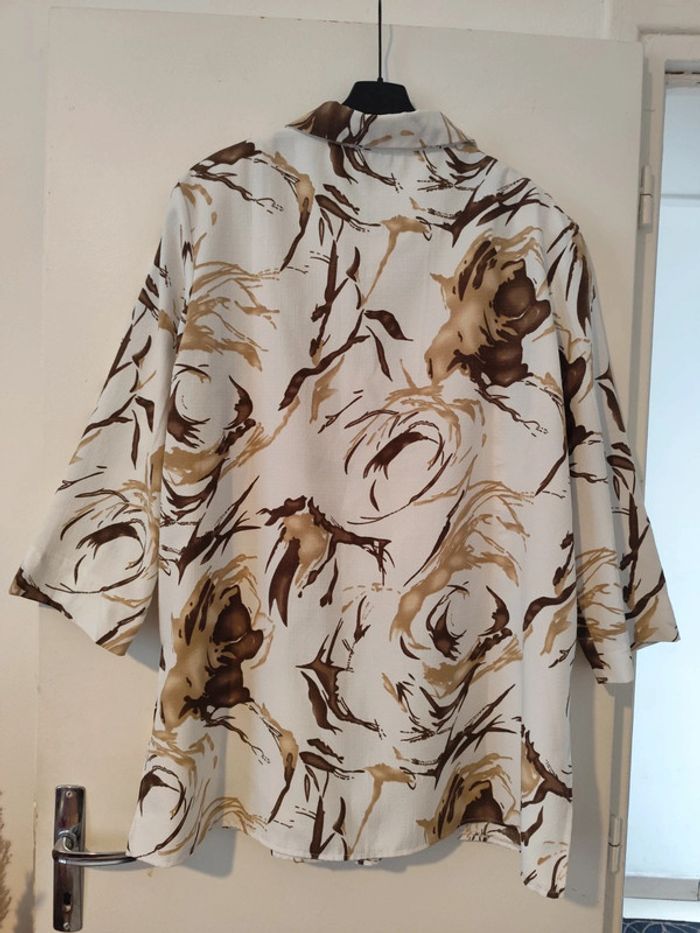 Chemise fluide blanche/beige/marron taille 52 Afibel - photo numéro 2