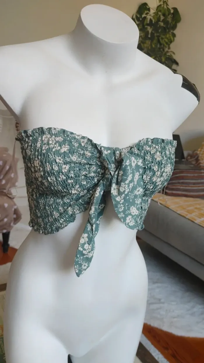 Bustier en viscose noeud crop top - photo numéro 2