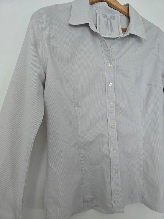 Chemise cintrée grise à rayures - photo numéro 2