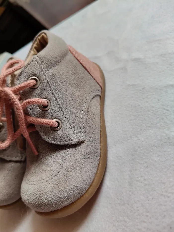 Chaussures grises et rose à lacets fille taille 21 gemo - photo numéro 4