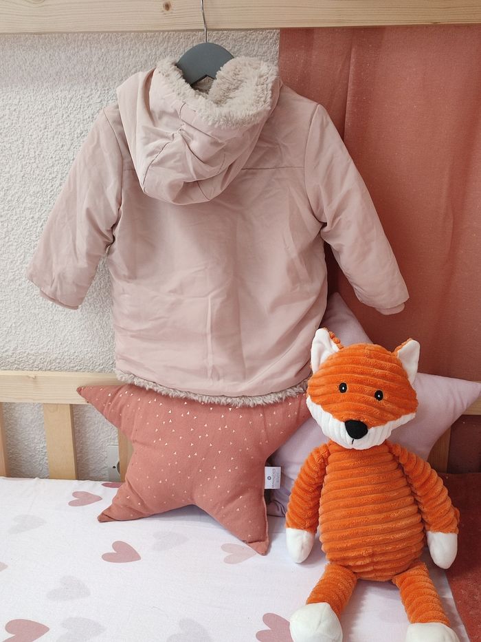 Manteau chaud avec fourrure à l'intérieur - Rose pâle - 18 mois -  Proche du neuf - Gémo - photo numéro 2