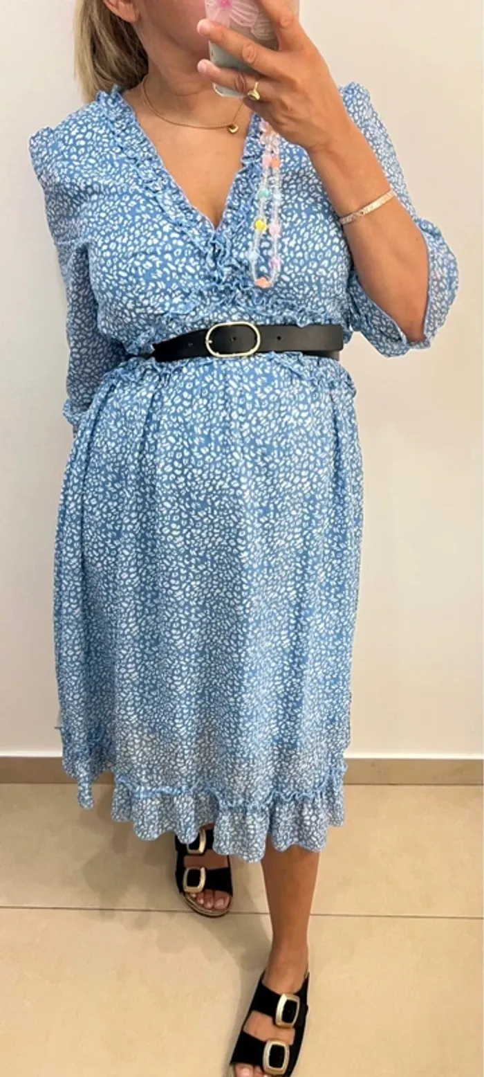 Robe Imprimée Léopard Avec Volant Taille M - photo numéro 4