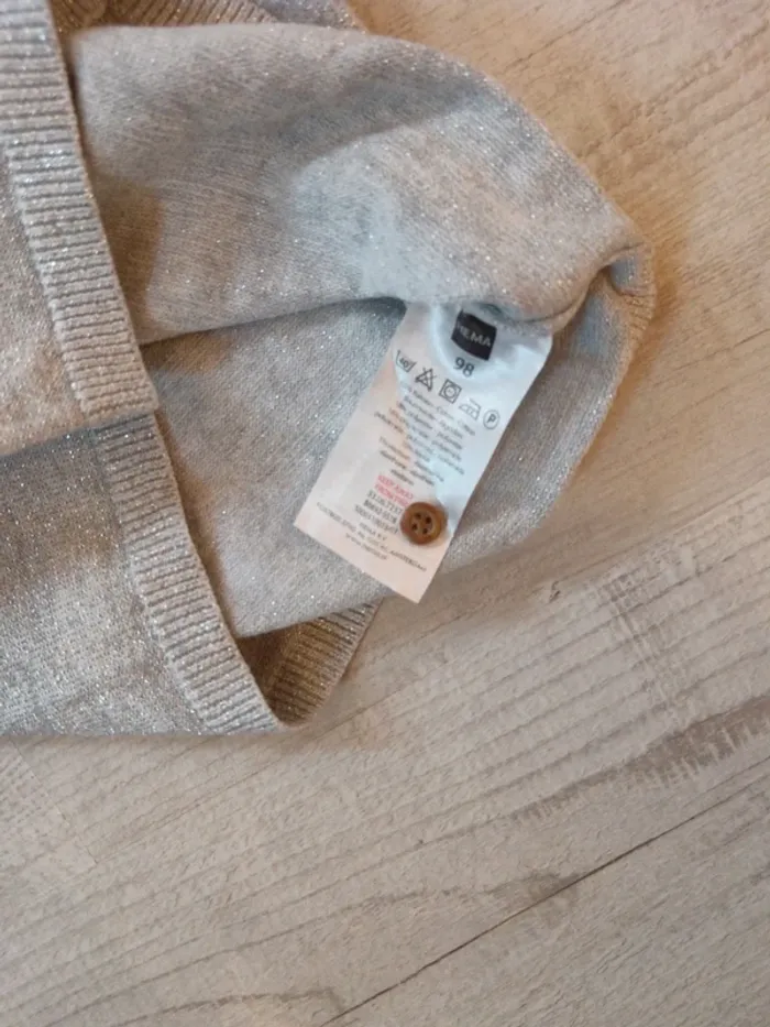 Gilet gris à paillettes Hema 98cm - photo numéro 6