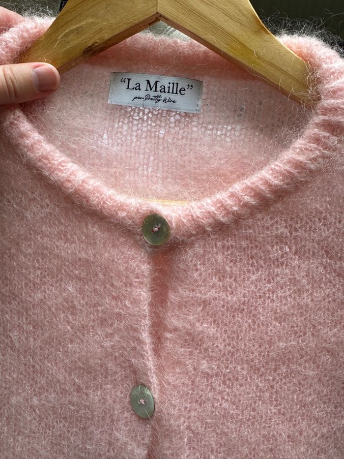 Cardigan mohair rose pretty wire - photo numéro 2