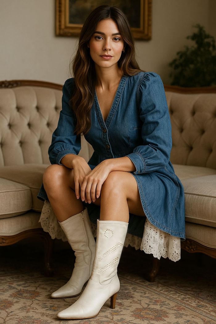 Bottes Vintage Italiennes Volpino en Cuir Blanc – Élégance Rétro Rare et Intemporelle - photo numéro 5