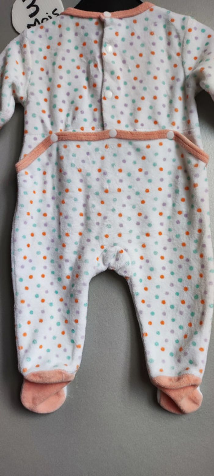 Pyjama ourson blanc et pois coloré 3 mois - photo numéro 8