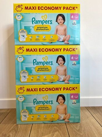 🔹 3 Packs Pampers Premium Protection Taille 4 Maxi Economy – 270 couches – Neufs scellés