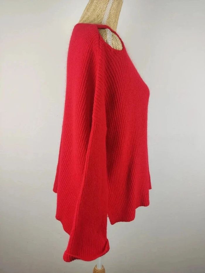 Pull oversize manches longues maille tricot rouge angora laine taille XS / S Naf Naf - photo numéro 3