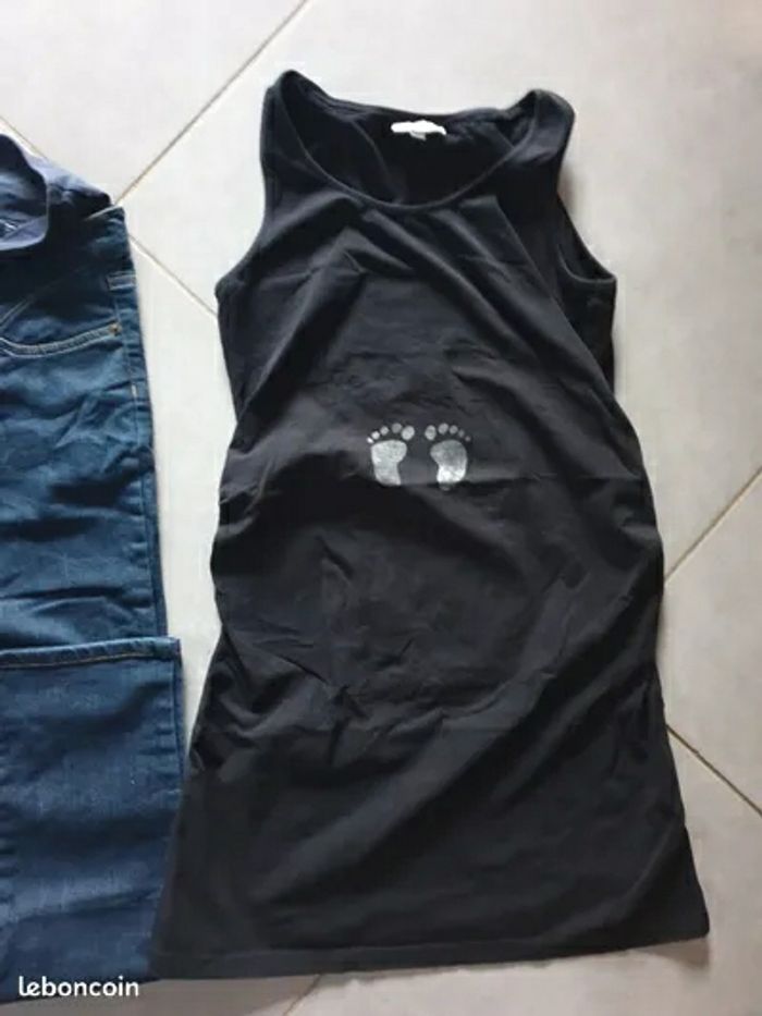 Lot vêtements grossesse maternité femme 38 40 M pantalon robe hauts - photo numéro 3