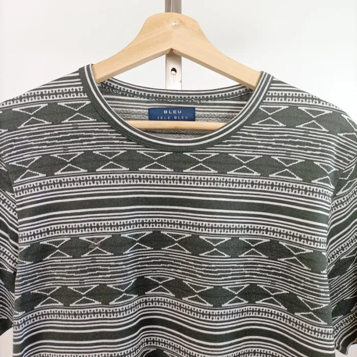 T-shirt à motif jacquard vert/gris – Bleu Isle Bleu – Taille L A758 - photo numéro 2
