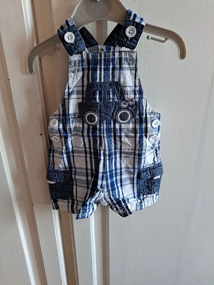 Salopette short bleu et blanc 3mois