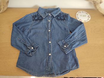 Chemise fille en coton effet jeans 4 ans tissaia tbe