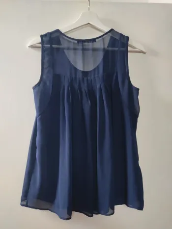 Haut fluide sans manches bleu marine Monoprix Femme 38