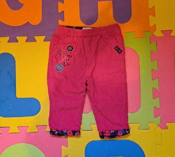 Pantalon rose fushia fleurs, la compagnie des petits, taille 9 mois (71 cm)