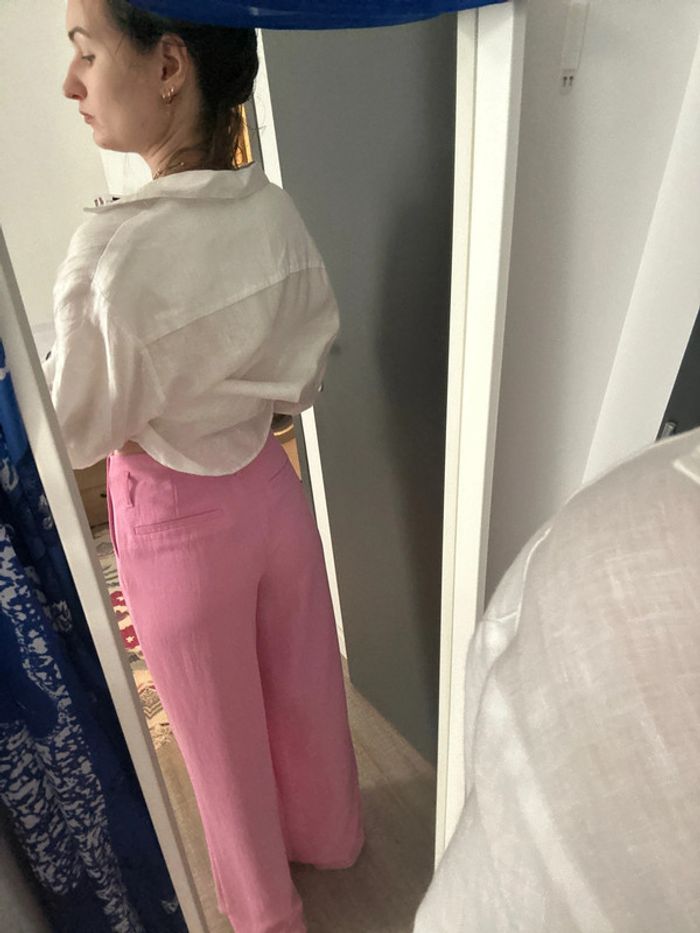 Pantalon fluide rose pale Zara xs - photo numéro 3