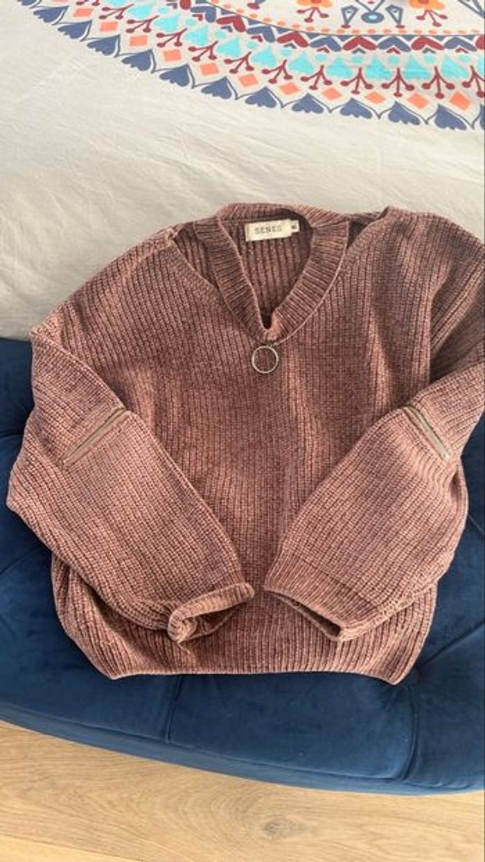 Pull femme noir argenté bords col et manches - photo numéro 2