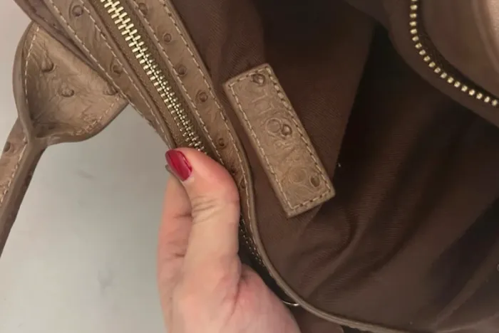Caroll sac à main, cabas en cuir beige, Camel taupe - photo numéro 9
