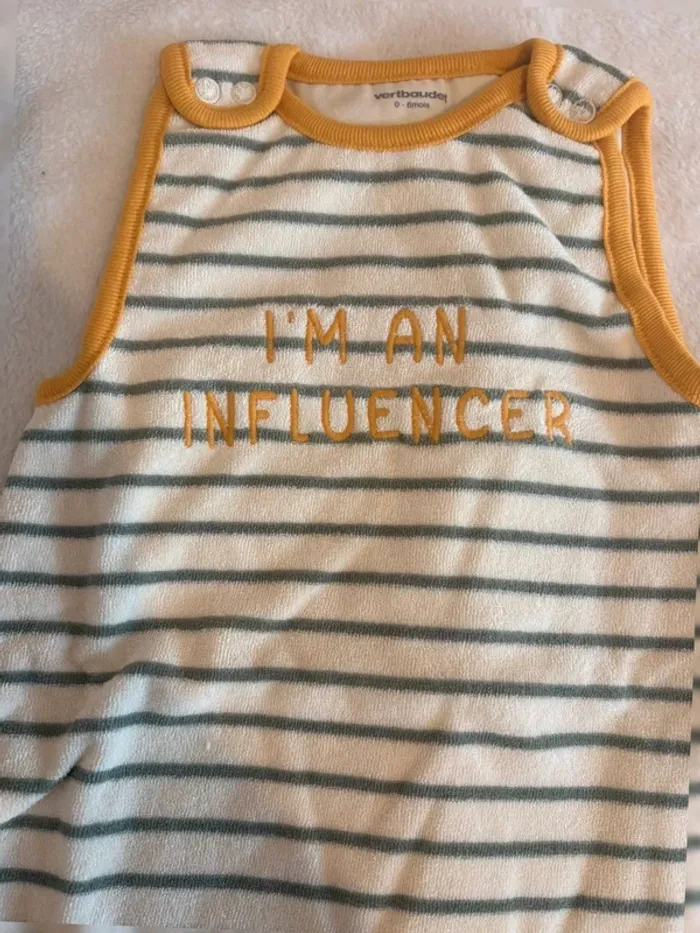 Gigoteuse naissance Vertbaudet rayée « I’m an influencer »  TOG 1 - photo numéro 3