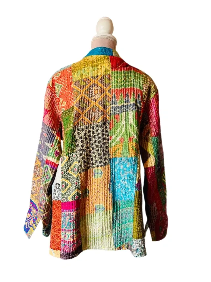 🌿🦋Veste matelassée patchwork ethnique boho multicolore made in India hippie quilted jacket🌷🌿 - photo numéro 10