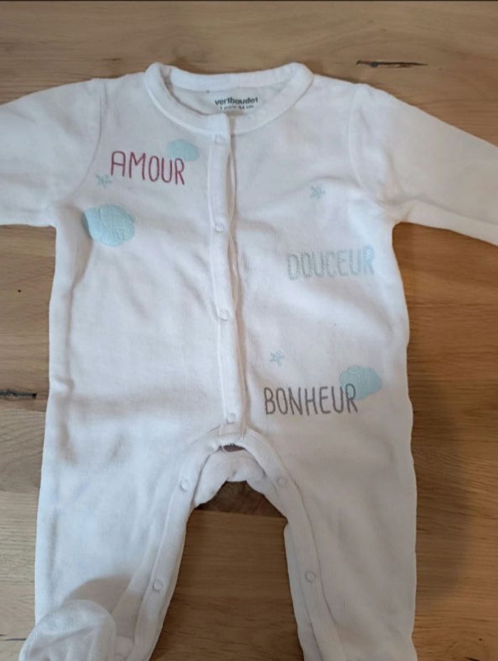 Lot 3 pyjamas velours fille 1 mois - photo numéro 2