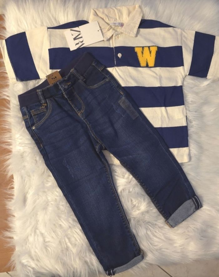 (Neufs non portés)🏷🥰😍 ensemble polo mc et jeans slim 36mois/3ans garçon 🥰😍💙