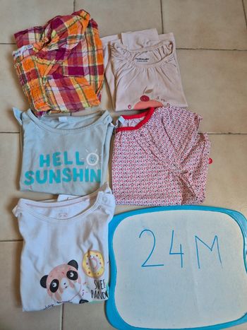 Lot 5 t-shirt manche courte filles 24 mois