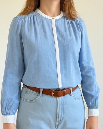Chemisier chemise Bérénice taille 36 chic bohème bleu et blanc
