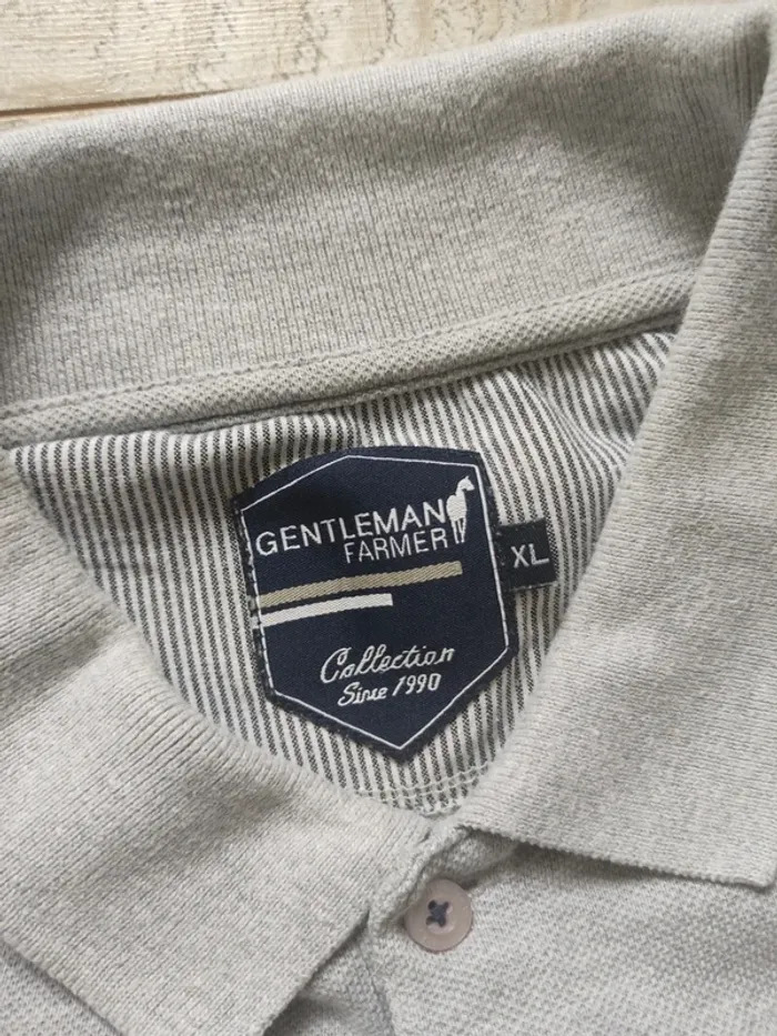 Polo manches courtes gris logo brodé bleu marine taille XL Gentleman Farmer - photo numéro 6