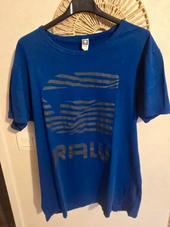 T shirt Raw bleu pétrole