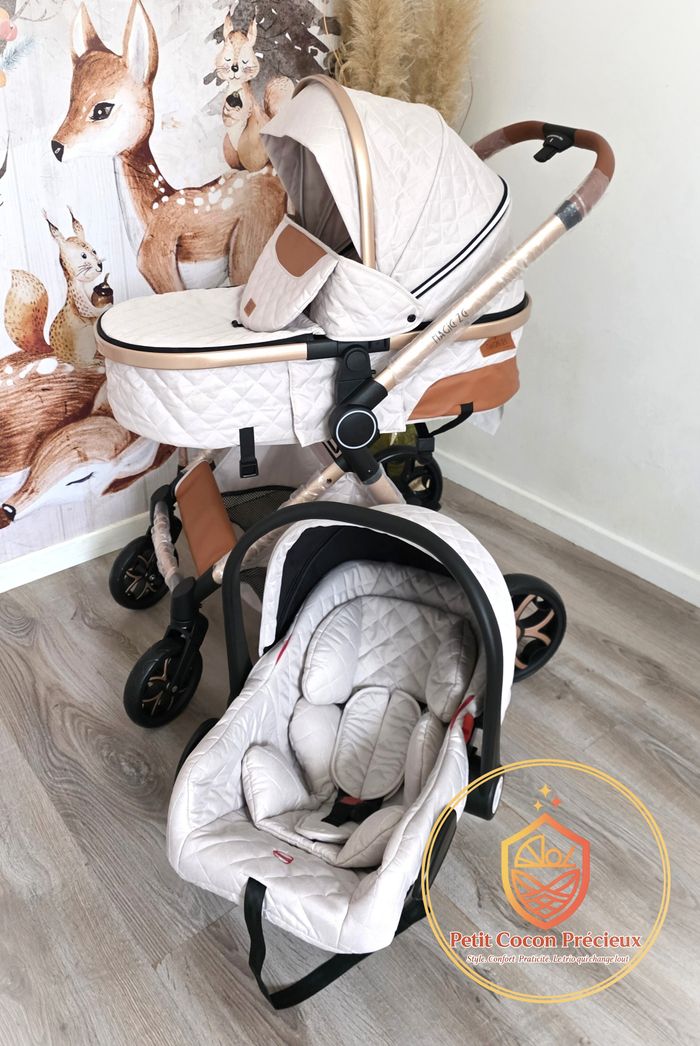Poussette 3-en-1 Magic ZC Blanche / Neuve / Vendeuse déclarée dans la puériculture.