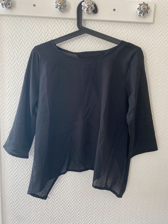 Blouse fluide transparente noir dos nu S