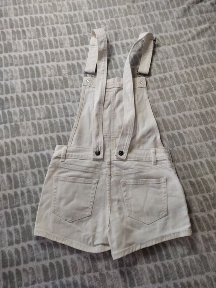 Salopette short combi short jeans blanc cassé kiabi taille S 36 - photo numéro 3