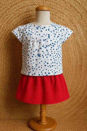 Belle ensemble haut blanc et jupe rose fille sergent major et tex 2ans 92cm