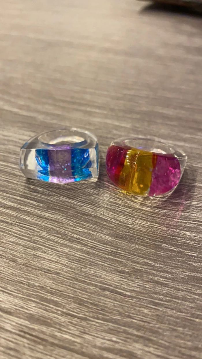 Lot de 2 bagues princesse