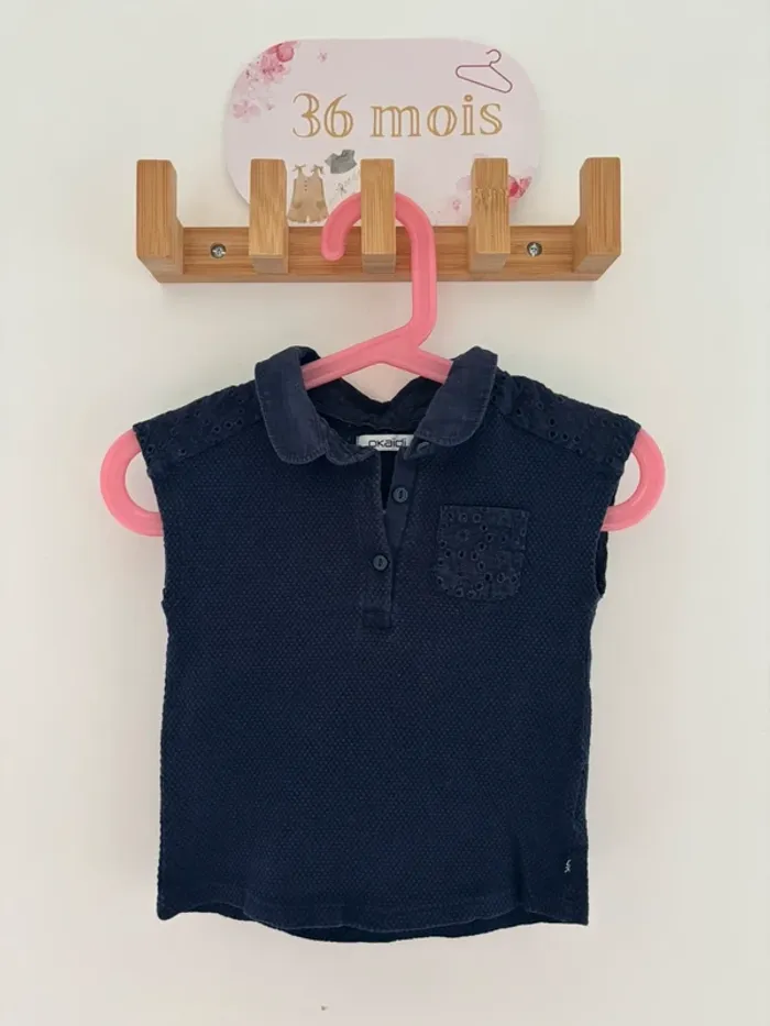 Polo Okaïdi bleu marine fille – 36 mois, chic & confortable
