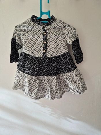 Robe manches longues imprimé ikat pour bébé fille 6 mois
