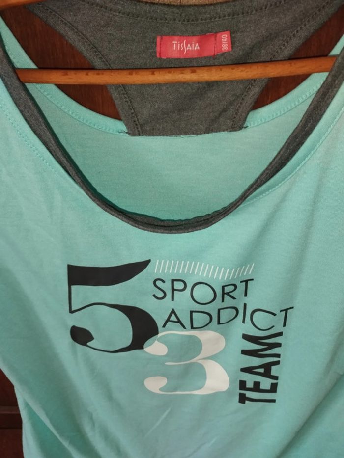 👟 T-shirt – Sport – Bleu et gris - Taille 38 - neuf - Tissaia 👟 - photo numéro 2