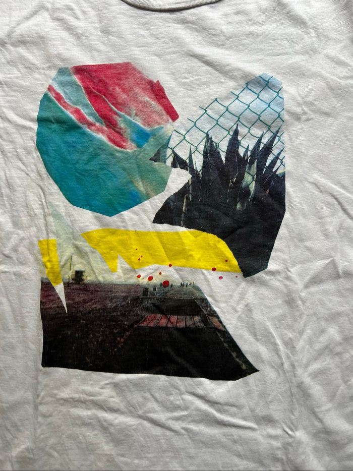 T-shirt Blanc H&M L.O.G.G. Imprimé Graphique Abstrait Art - photo numéro 2