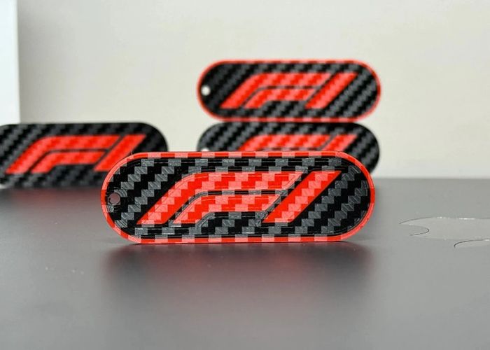 Porte clés F1 impression 3D effet fibre de carbone