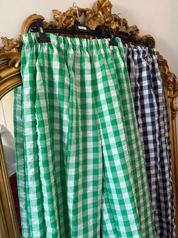 Pantalon large femme était coton, pantalon Vichy