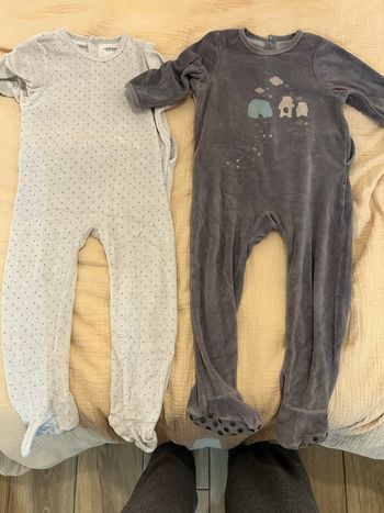 Lot de 2 dors-biens velours -36 mois