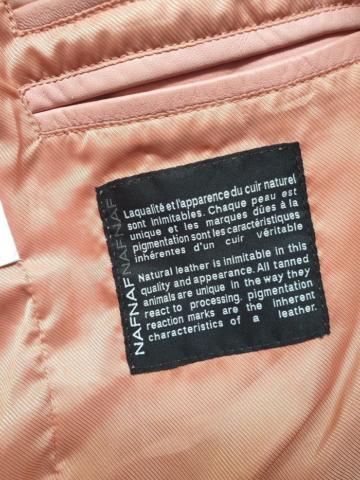 Veste en cuir rose Naf Naf 36 - photo numéro 5