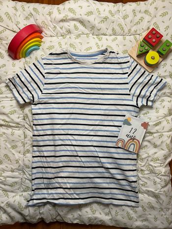 teeshirt manches courtes blanc rayé bleu 11/12 ans primark