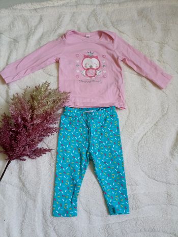 T-shirt manches longues motif hibou et legging