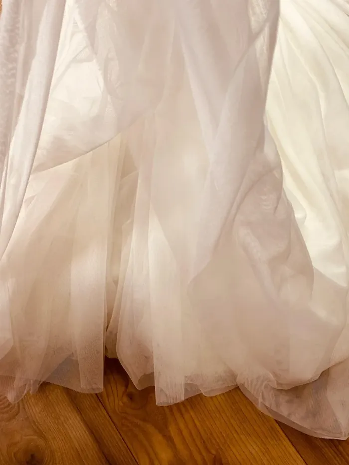 Taille 10 ans Robe longue créateur fille TAO blanche doré * tulle sequins réversibles * 🌺 - photo numéro 6