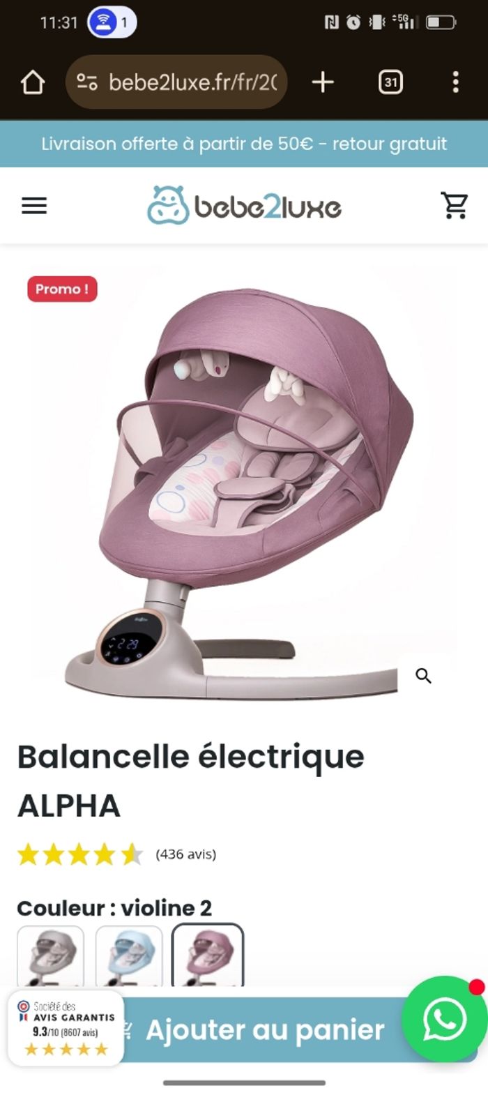 Balancelle bébé 2 luxe - photo numéro 3