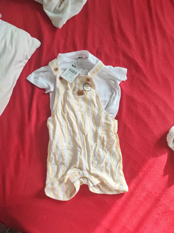Ensemble short salopette lin neuf Gémo