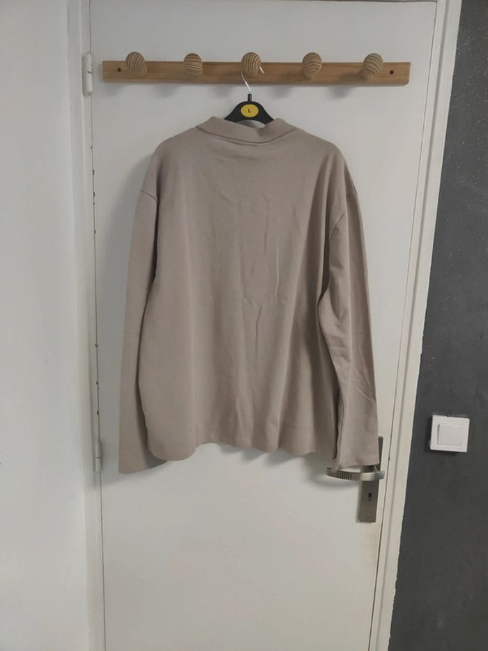 Relaxed Fit Crew Neck Polo Shirt - Long Sleeves - Taupe - photo numéro 3